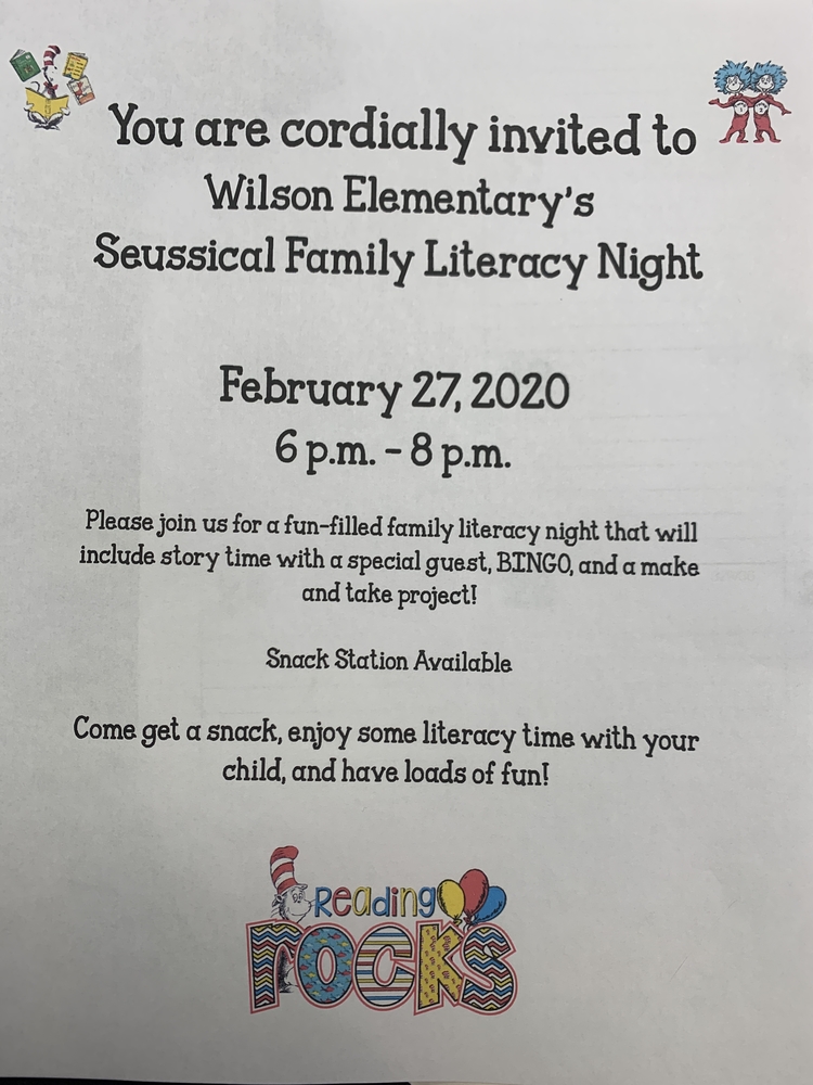Wilson will host its 1st annual Family Literacy Night. 