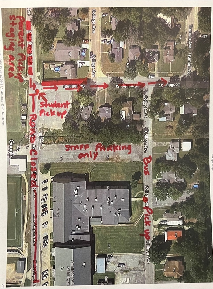 Alternative pick up and drop off plans for Seminole Middle School