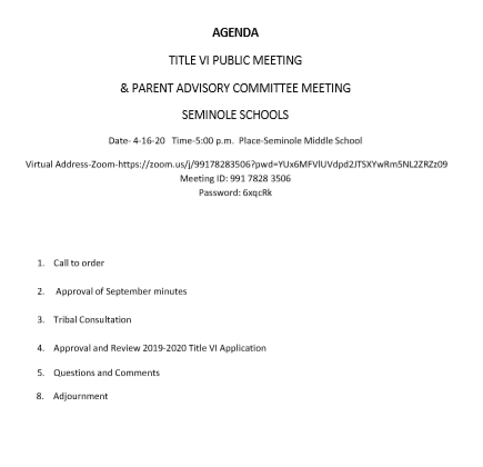 Title VI Meeting Agenda