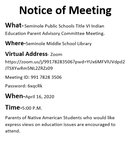 Title VI Notice of Meeting
